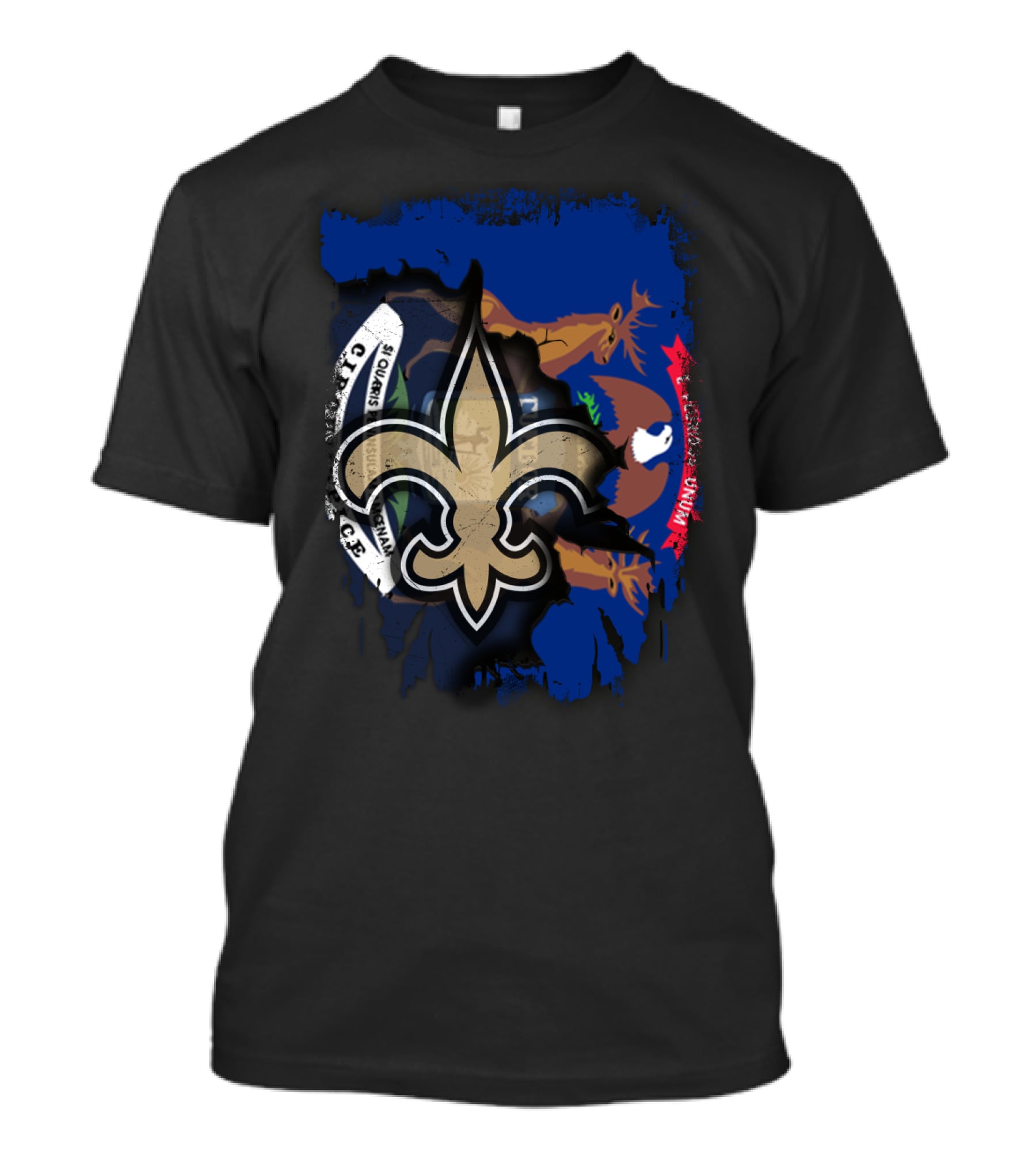 Together Michigan Fleur-de-Lis Emblem With State Flag Elements T-Shirt