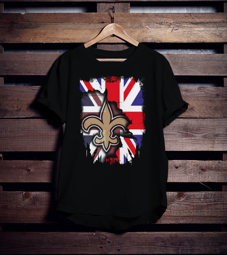 United Kingdom Flag With Saints Fleur-de-Lis T-Shirt