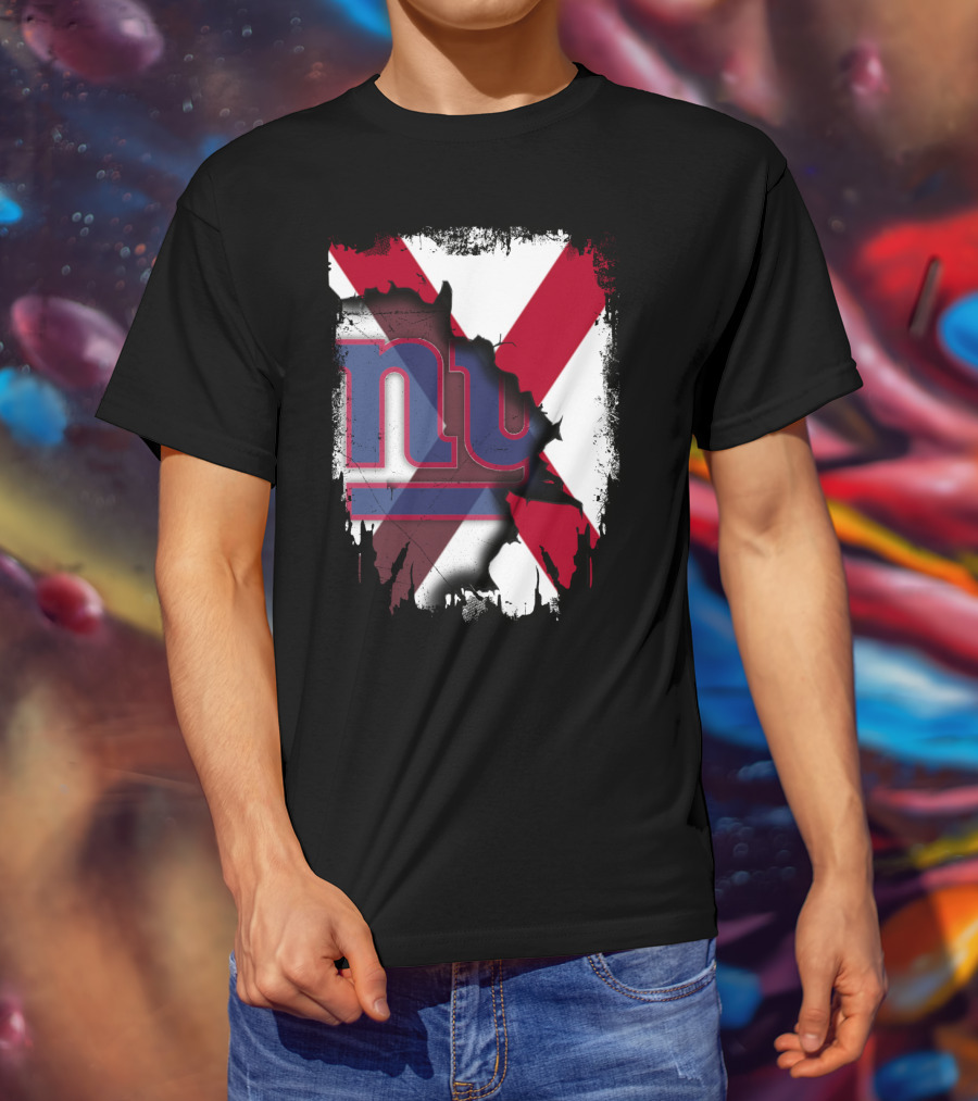 Alabama State Flag Torn To Reveal Giants NY T-Shirt