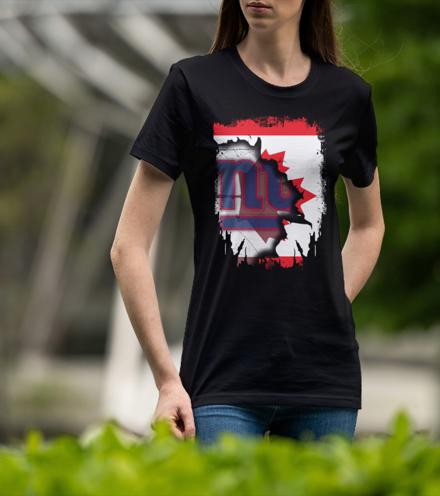 Together Canada With New York Giants Maple Leaf Emblem T-Shirt