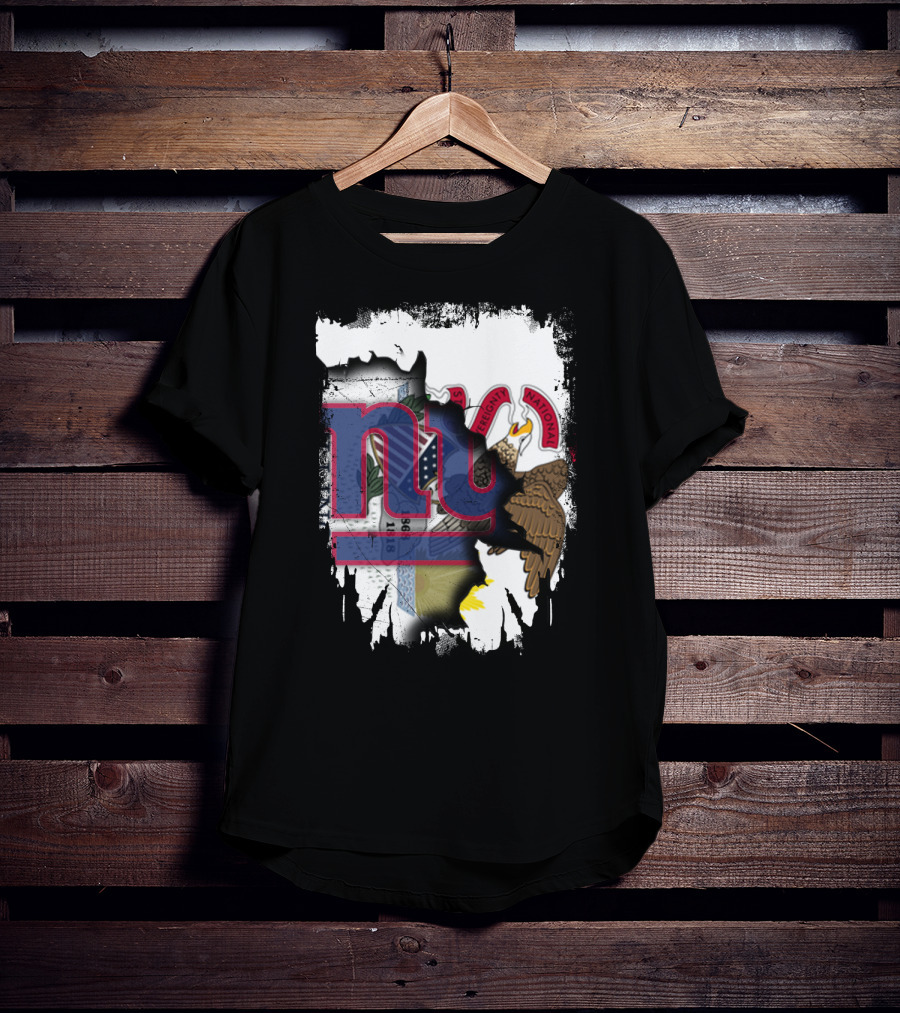 Together Illinois With New York Giants Flag And Illinois Seal Fusion T-Shirt