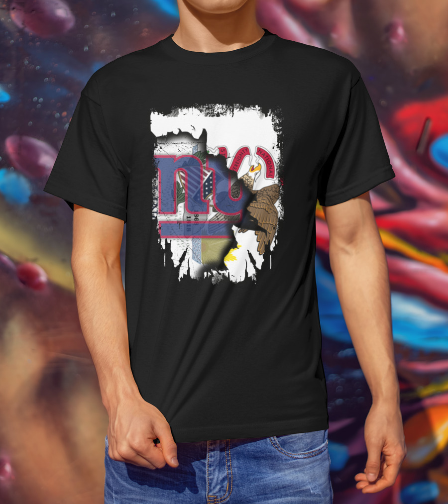 Together Illinois With New York Giants Flag And Illinois Seal Fusion T-Shirt