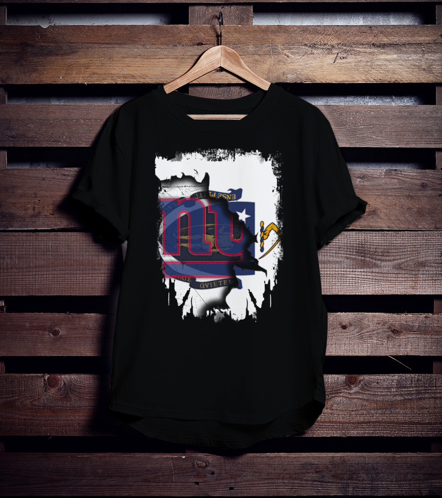 Together Massachusetts Meets Giants New York Team Flag Fusion T-Shirt