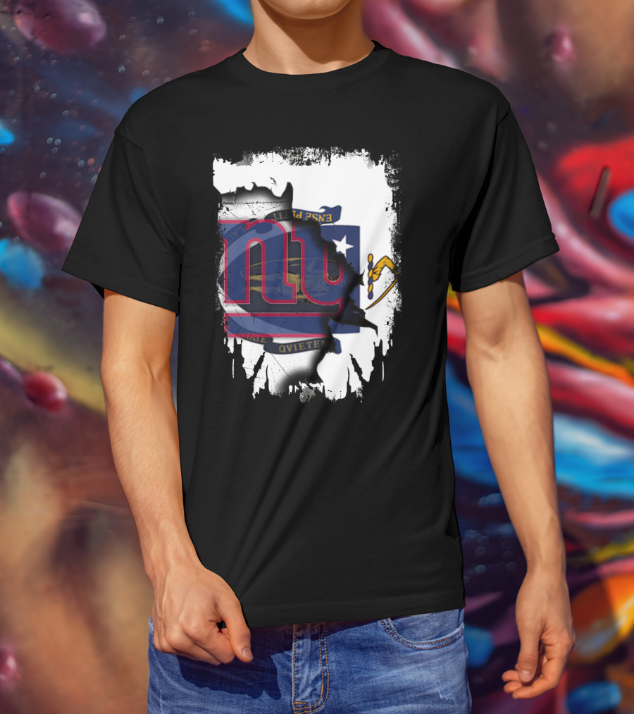 Together Massachusetts Meets Giants New York Team Flag Fusion T-Shirt