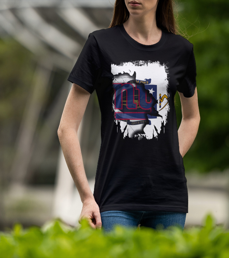 Together Massachusetts Meets Giants New York Team Flag Fusion T-Shirt