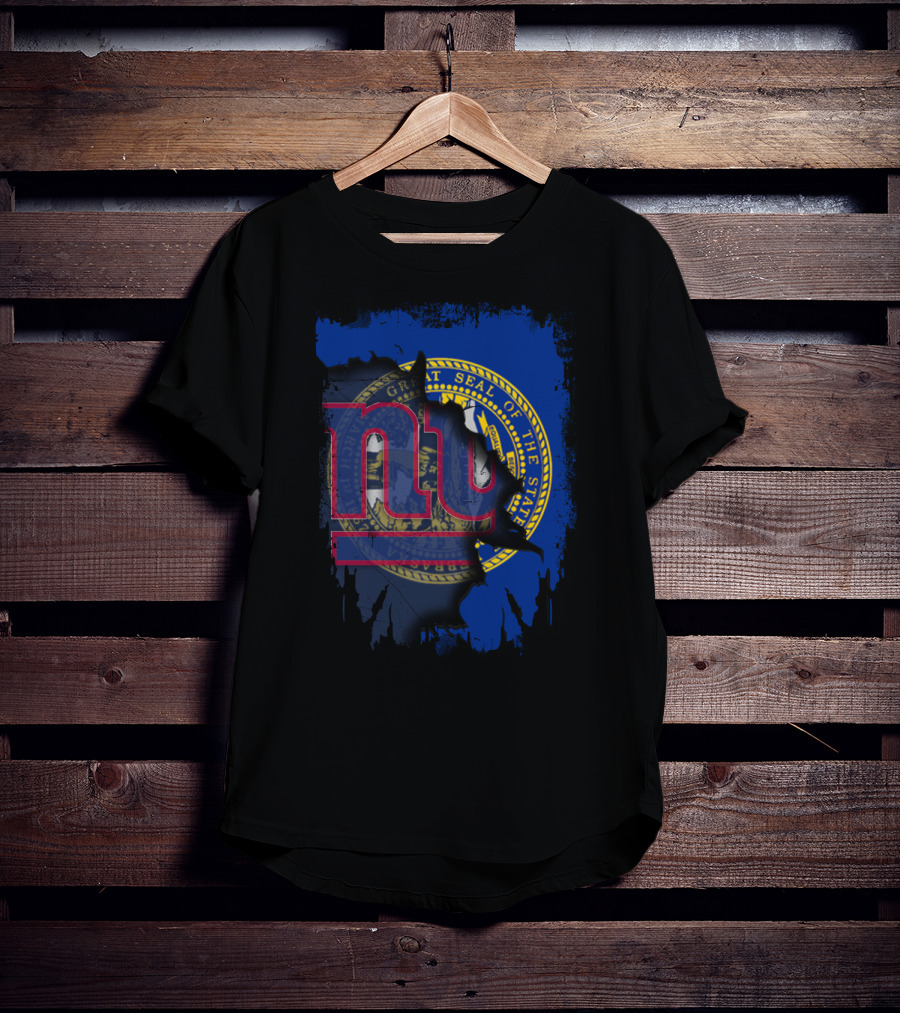Nebraska State Seal With NY Giants Logo Integration T-Shirt