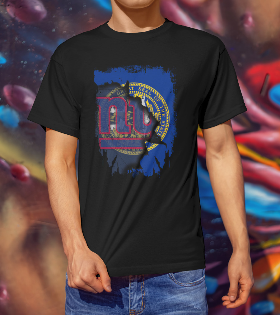 Nebraska State Seal With NY Giants Logo Integration T-Shirt