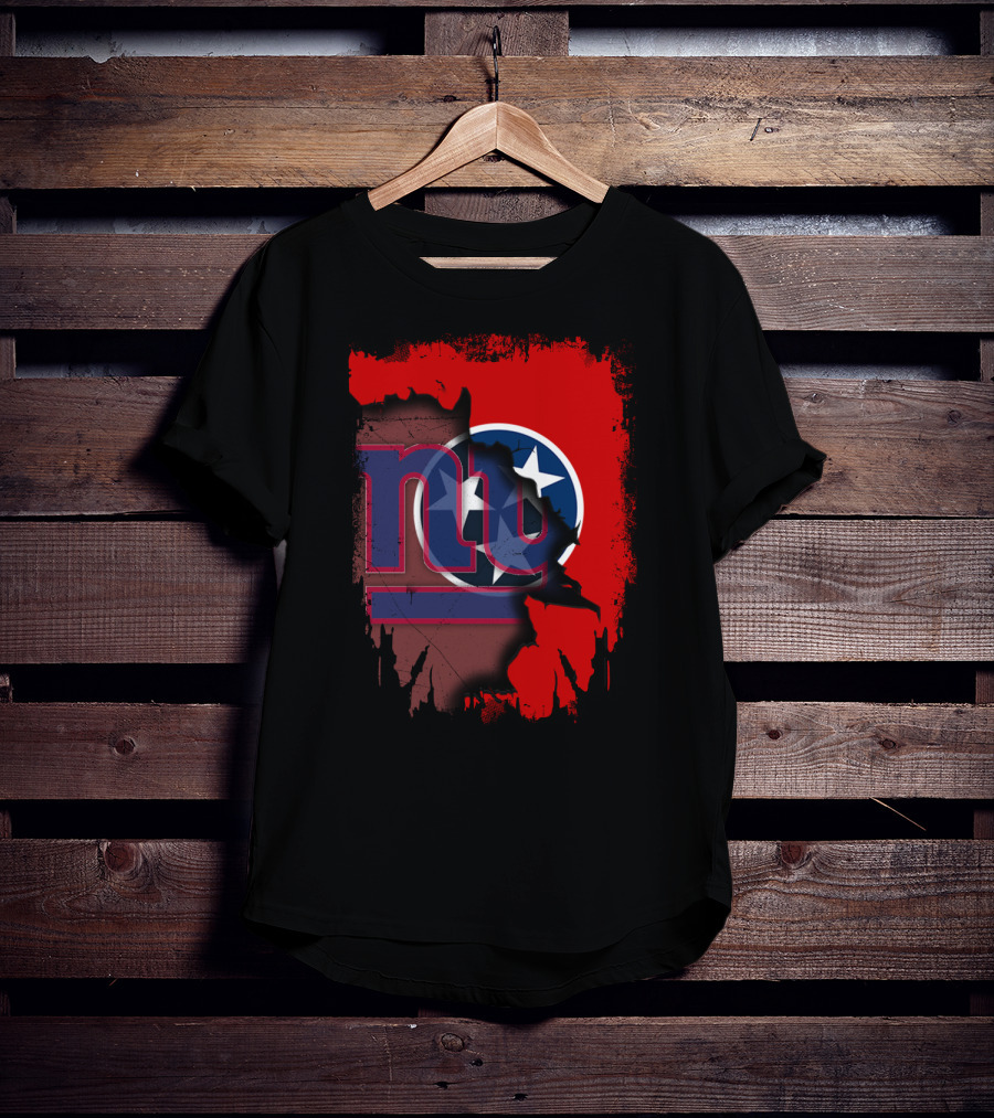 Tennessee Map With New York Giants Logo And State Flag Elements T-Shirt