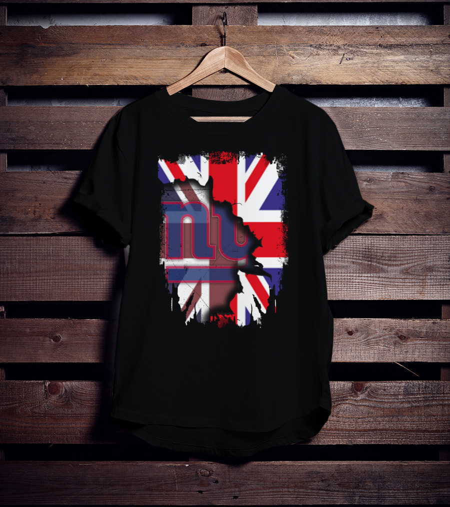 United Kingdom Flag With New York Giants Logo Overlay T-Shirt