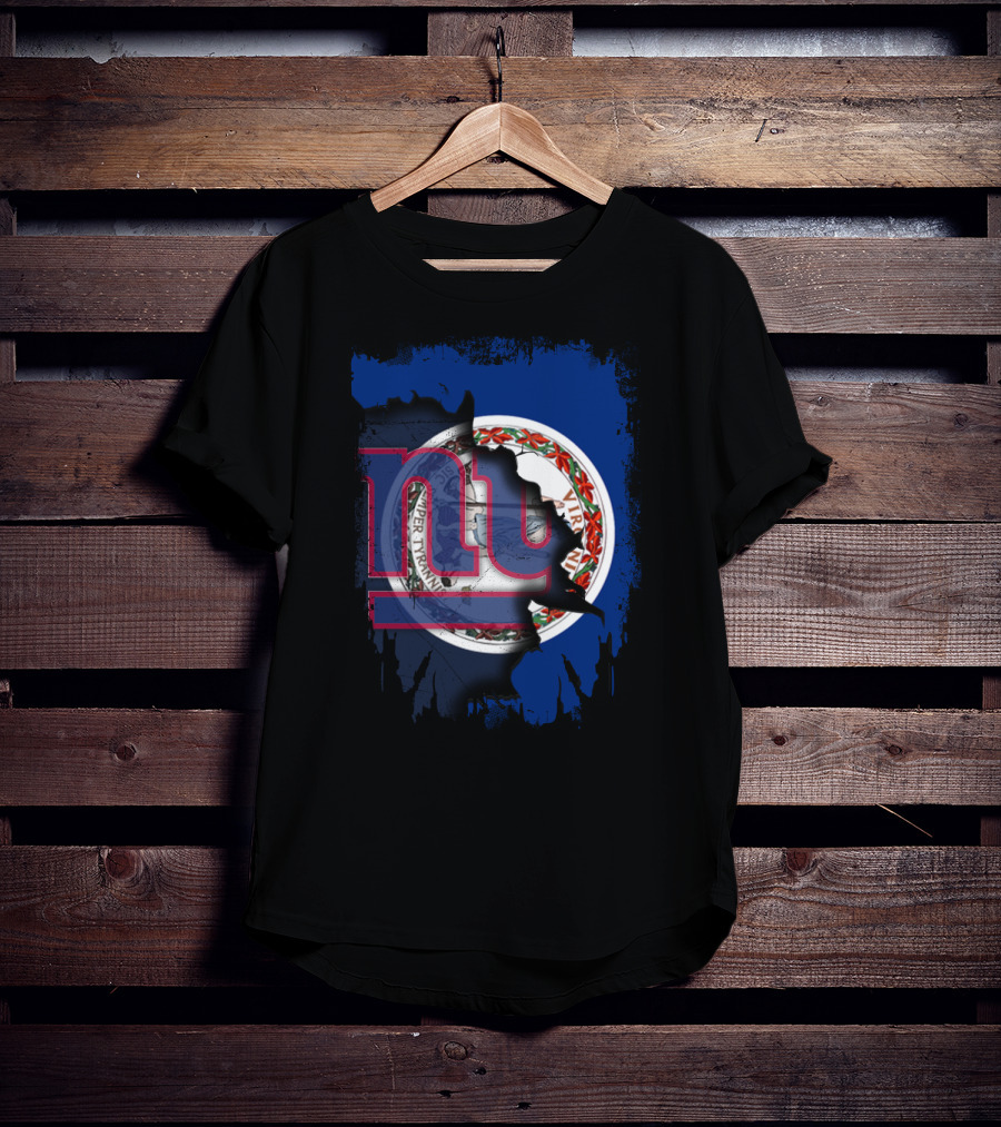 Virginia State Flag With New York Giants NFL Logo Fusion T-Shirt