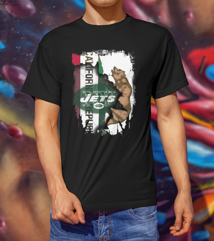 California Republic Bear With Jets Football T-Shirt
