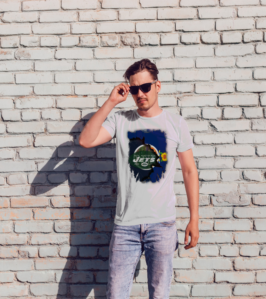 Kansas Pride With New York Jets Logo And Sunflower T-Shirt