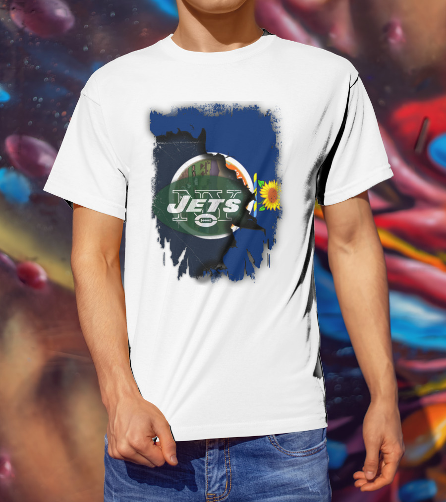 Kansas Pride With New York Jets Logo And Sunflower T-Shirt
