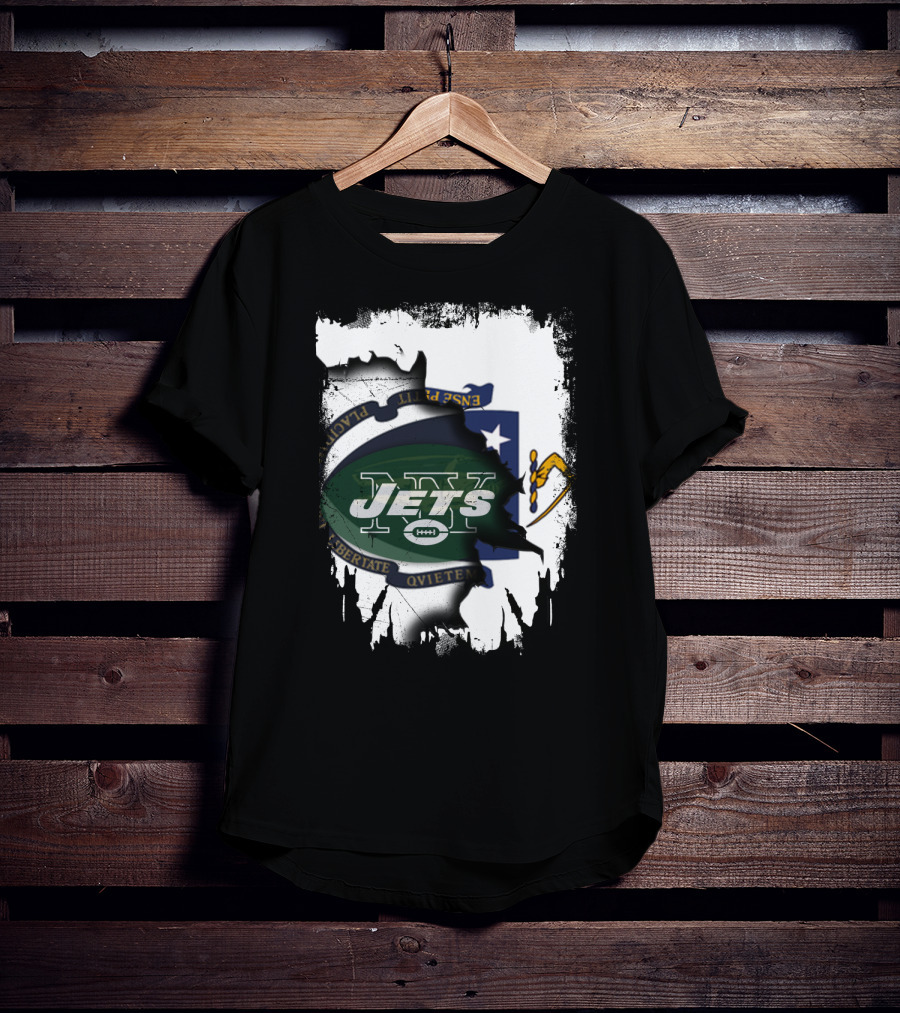 Massachusetts Emblem Combined With Jets T-Shirt