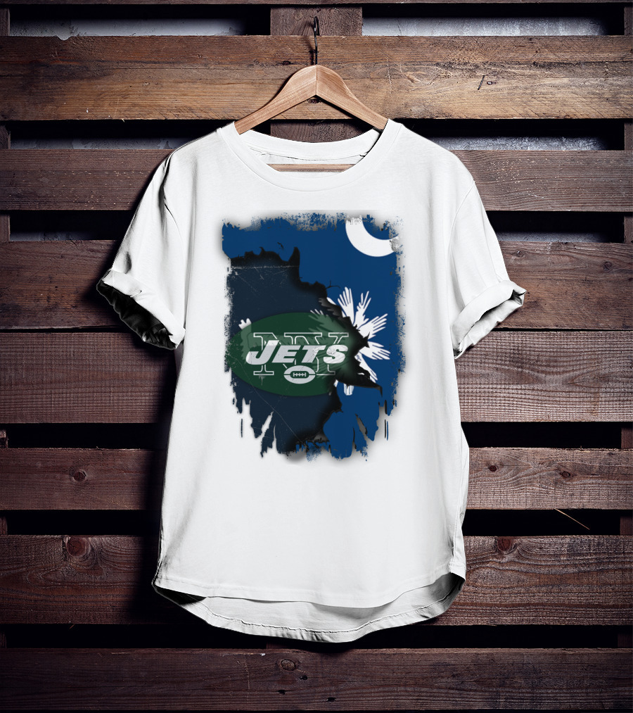 Jets With South Carolina State Flag And Crescent Moon Background T-Shirt