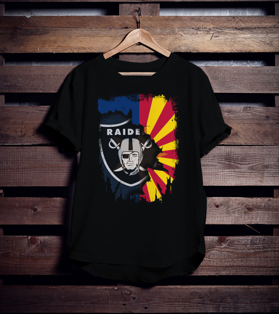 Arizona Flag With Raiders Logo Fusion T-Shirt