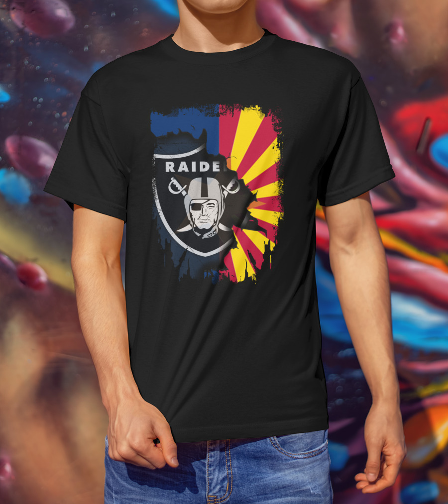 Arizona Flag With Raiders Logo Fusion T-Shirt