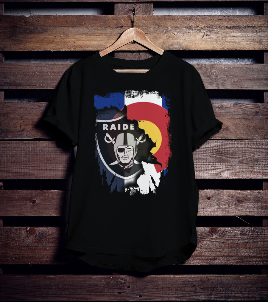 Colorado Flag Overlay With Raiders Logo Fusion T-Shirt