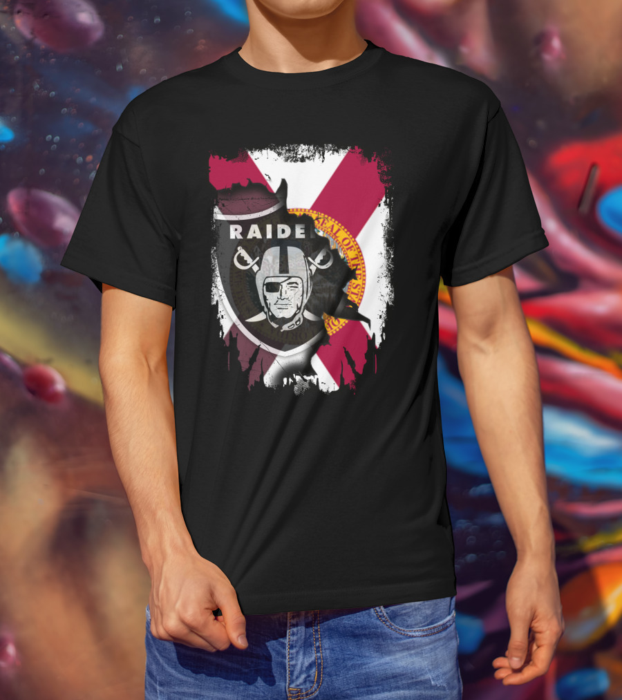 Florida Raiders United With State Seal And Bold X Flag T-Shirt