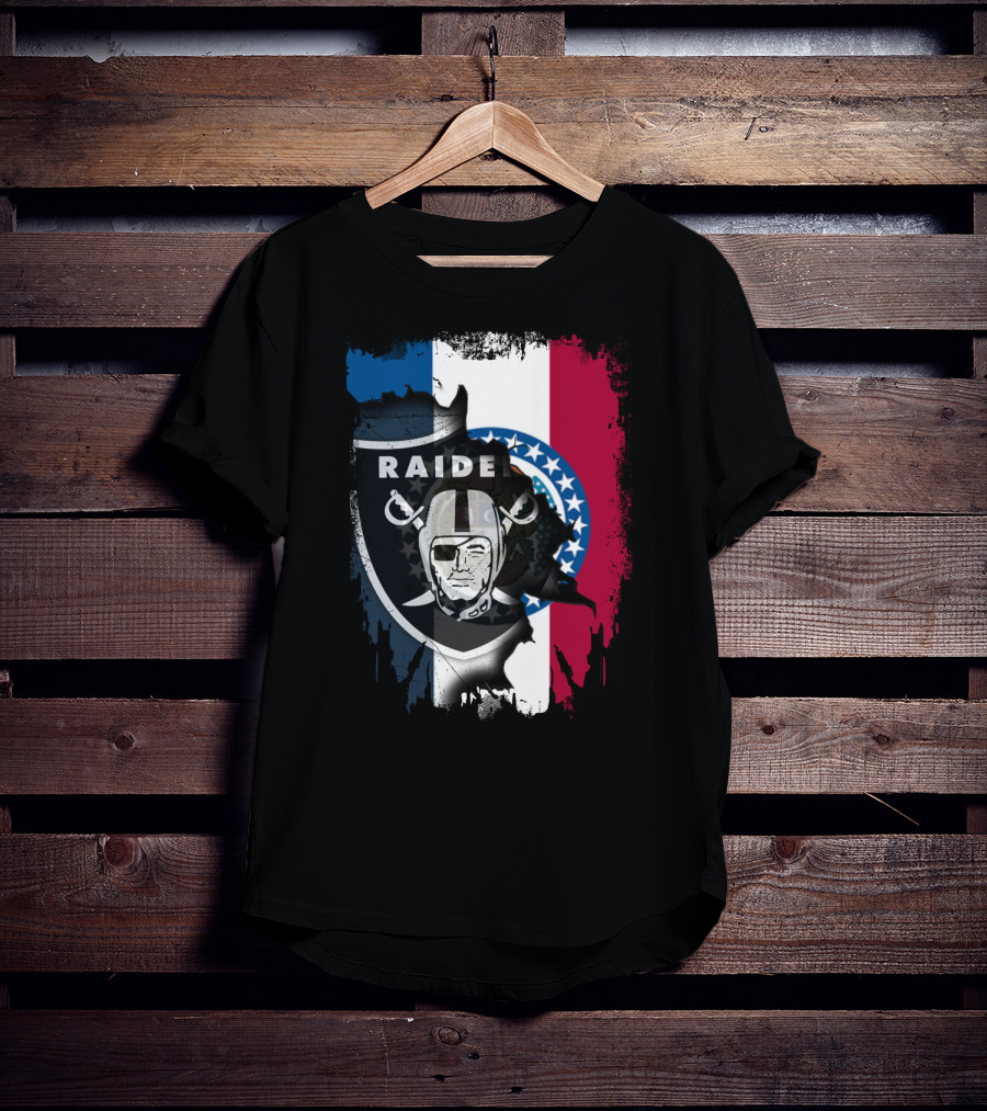 Missouri Flag With Raiders Shield Overlaid T-Shirt