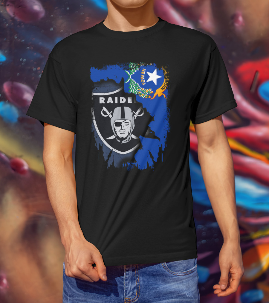 Nevada Raiders United With State Flag Emblem T-Shirt
