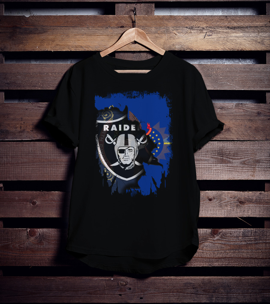 Raider Shield Blended With North Dakota Emblem T-Shirt