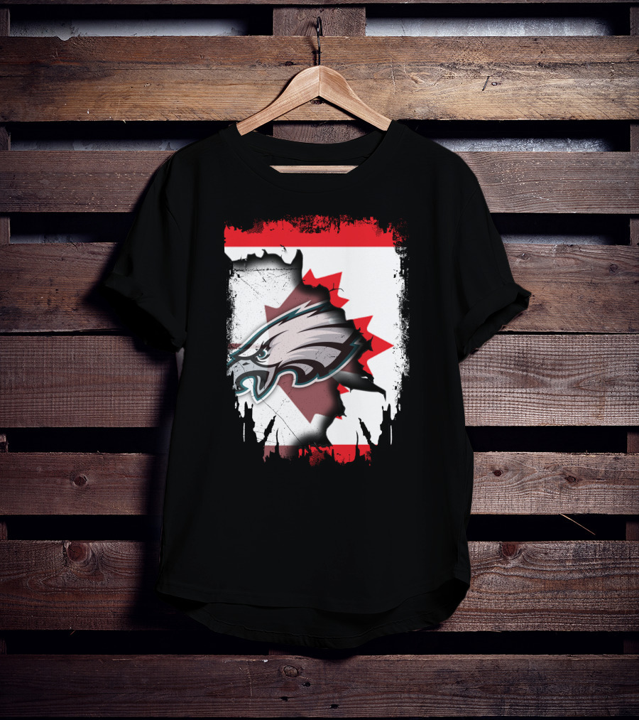 Together Canada Philadelphia Eagles Maple Leaf Rip T-Shirt