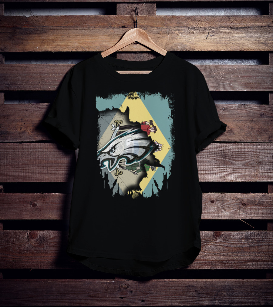 Delaware Flag With Philadelphia Eagles Logo Fusion T-Shirt