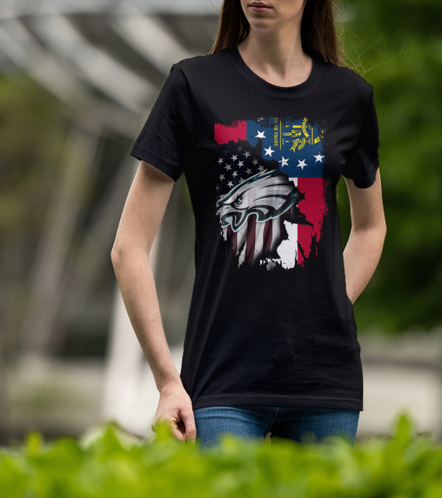 Georgia Flag With Eagles American Pride Together T-Shirt