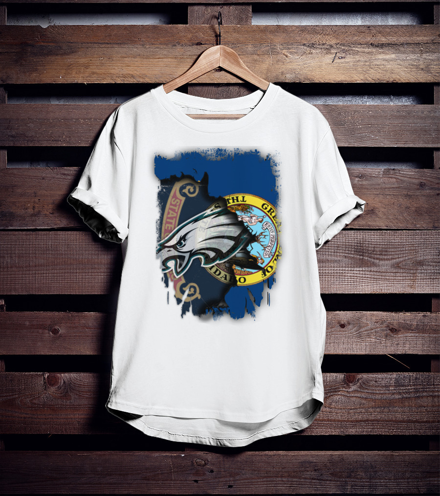 Idaho State Pride With Eagles NFL Team Logo Integration T-Shirt
