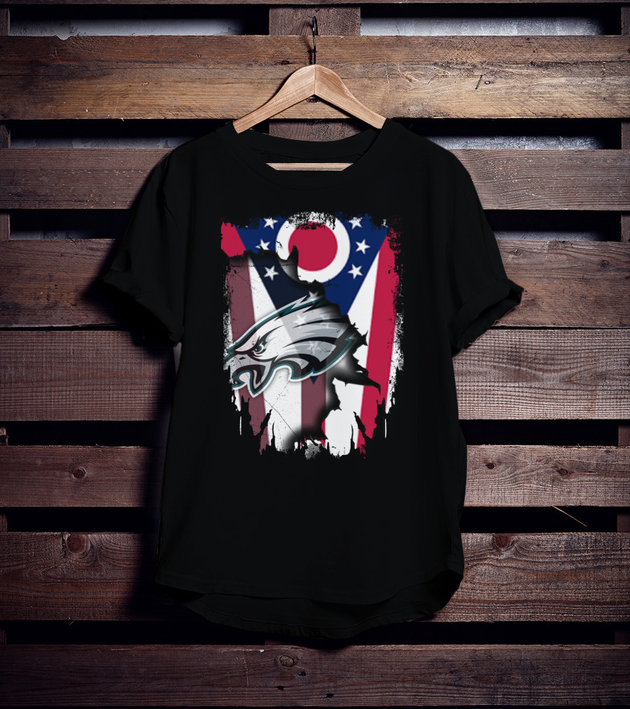 Ohio Flag With Philadelphia Eagles Logo Together T-Shirt