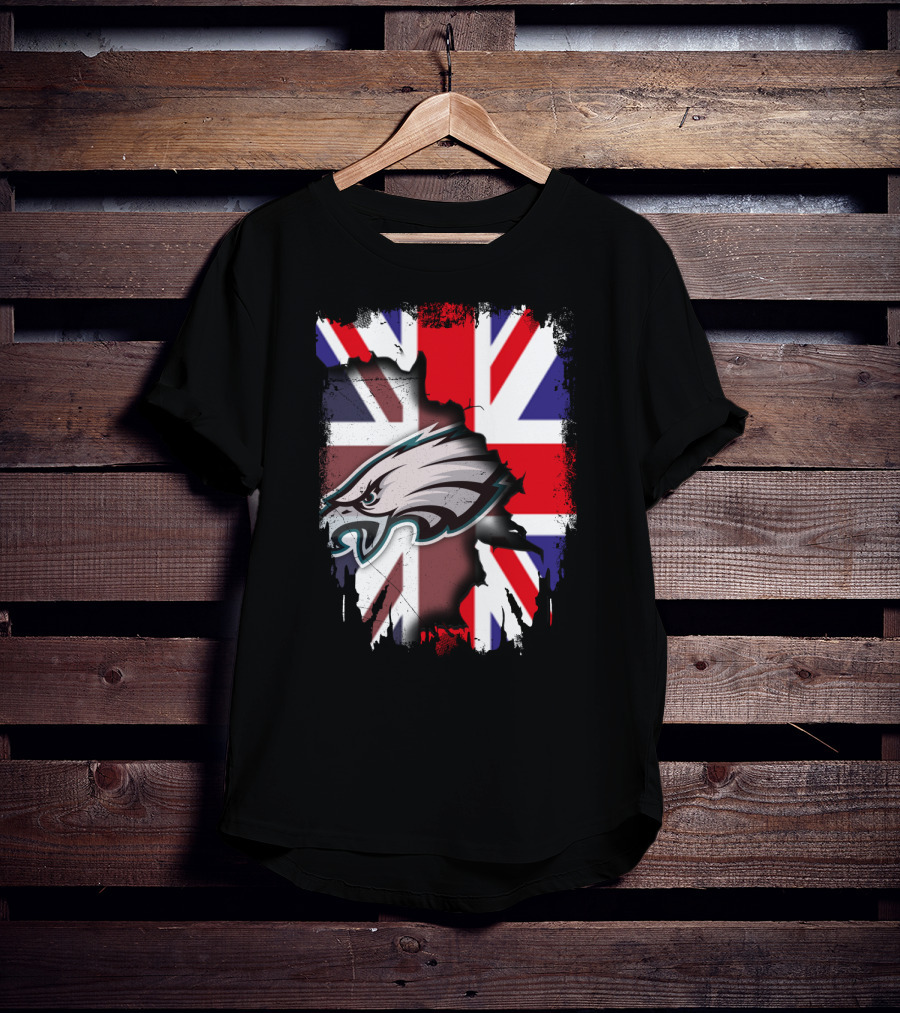 Philadelphia Eagles Overlaid On Union Jack Flag T-Shirt