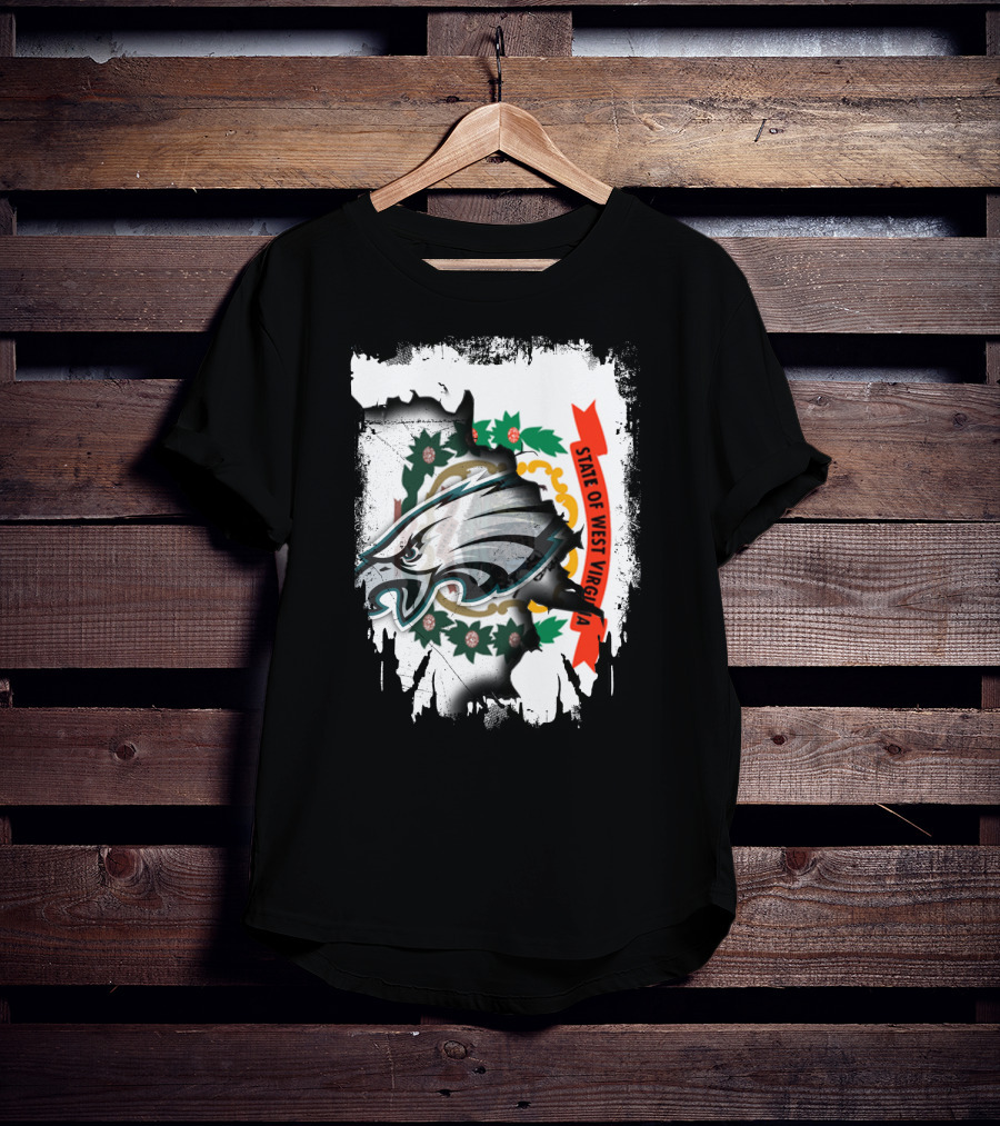 State Of West Virginia With Eagles Emblem T-Shirt