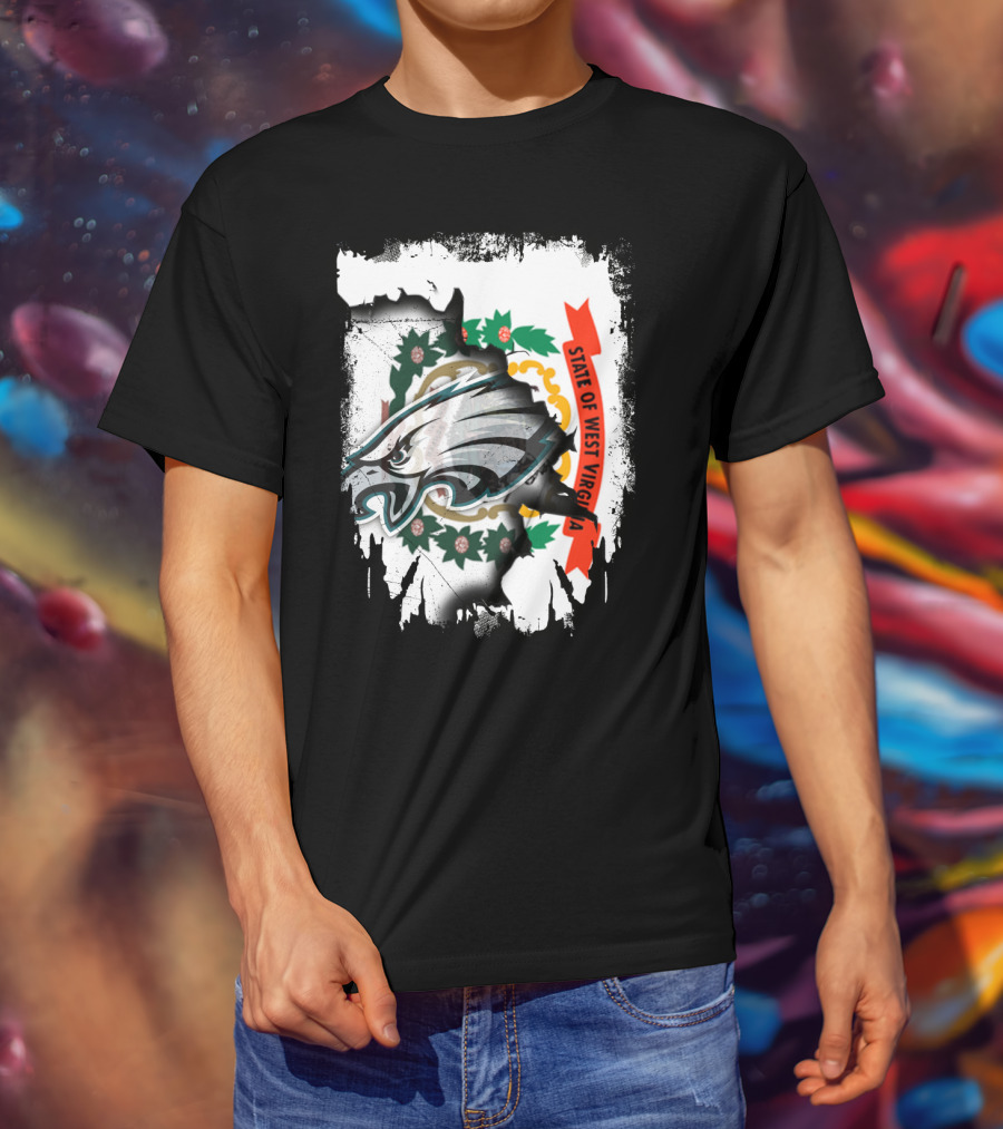 State Of West Virginia With Eagles Emblem T-Shirt