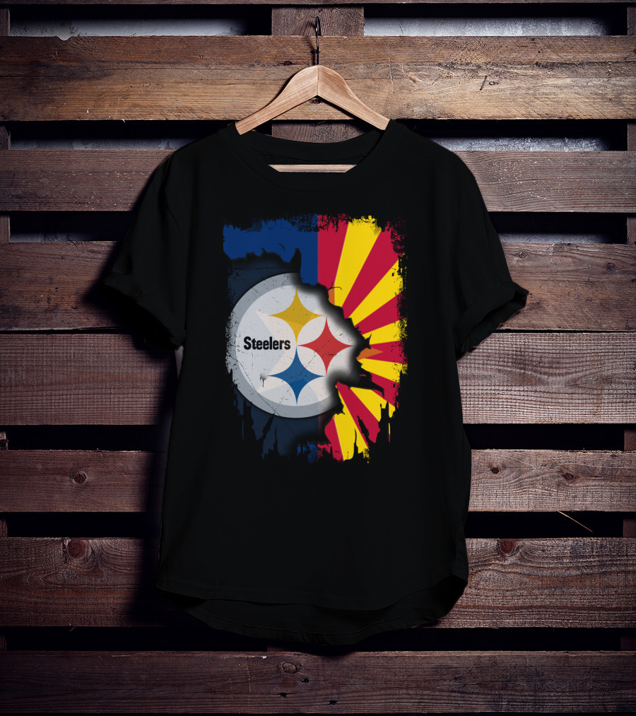 Steelers Logo With Arizona Flag Background T-Shirt