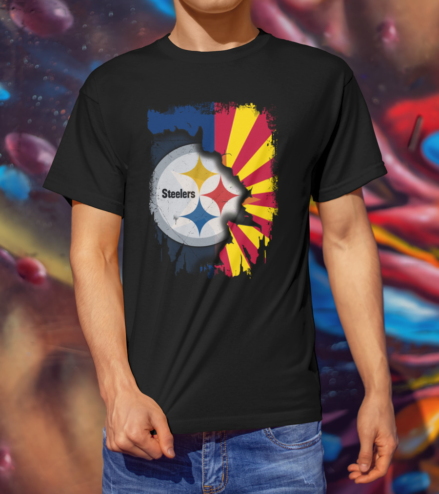 Steelers Logo With Arizona Flag Background T-Shirt