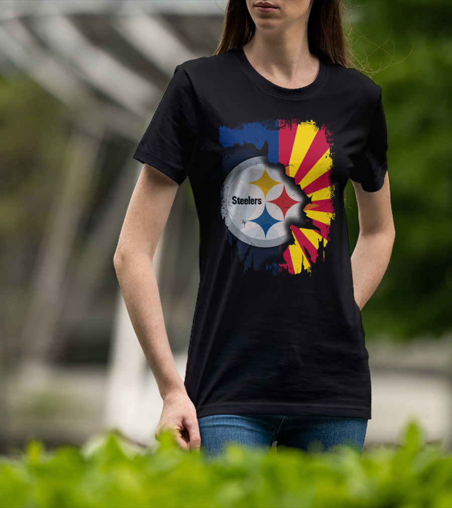 Steelers Logo With Arizona Flag Background T-Shirt