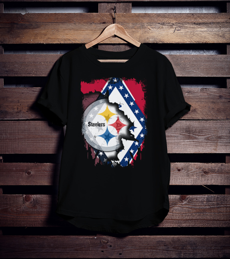 Steelers Meets Arkansas Flag Fusion T-Shirt