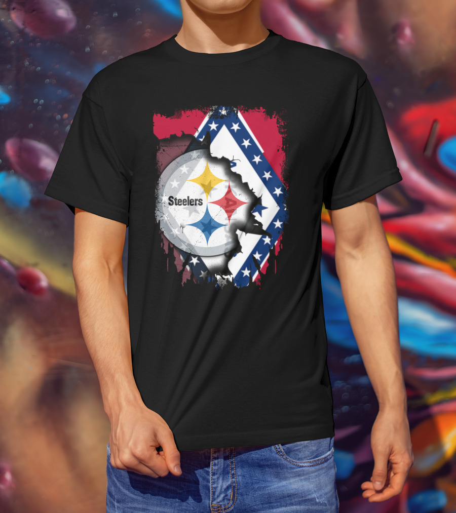 Steelers Meets Arkansas Flag Fusion T-Shirt