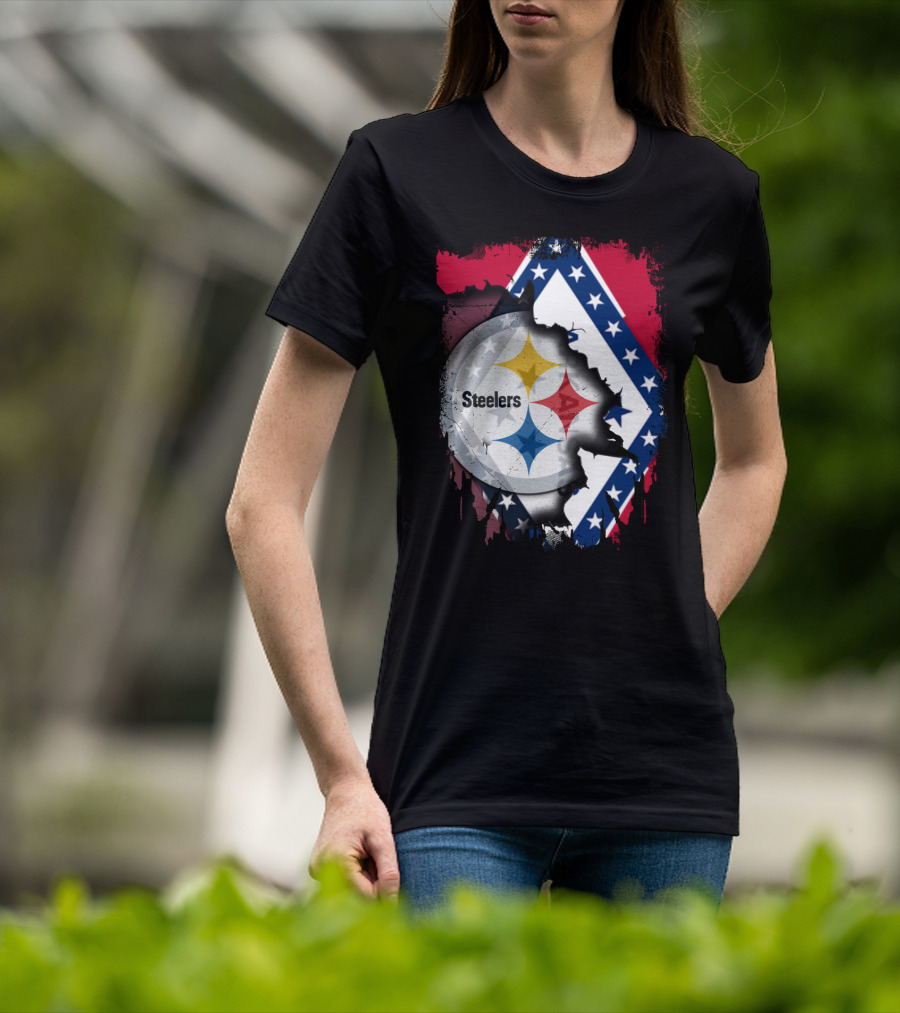 Steelers Meets Arkansas Flag Fusion T-Shirt