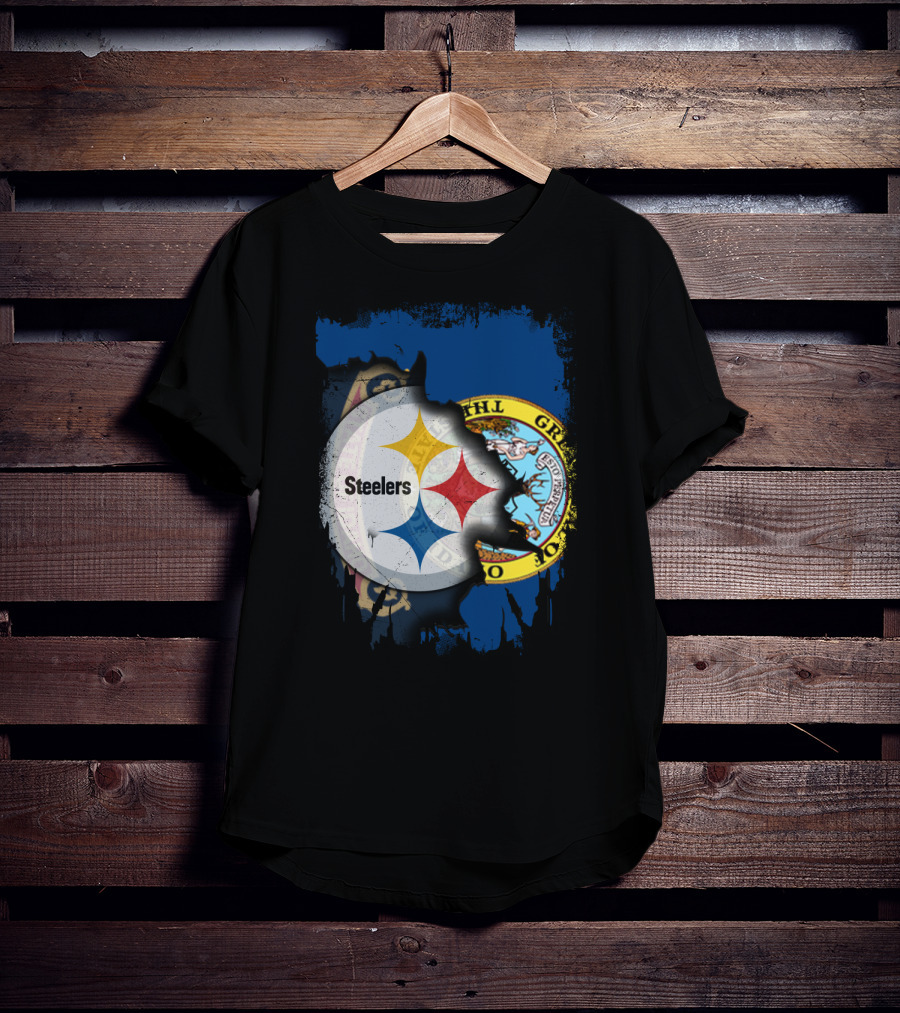 Together Idaho Steelers Logo With State Flag Background T-Shirt
