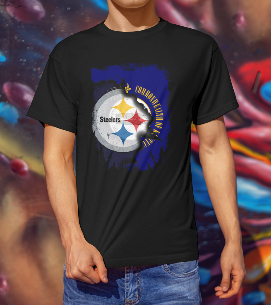 Commonwealth Of Kentucky With Steelers Football T-Shirt