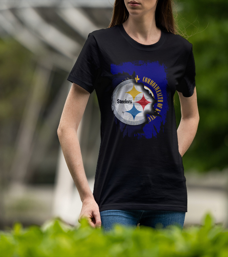 Commonwealth Of Kentucky With Steelers Football T-Shirt