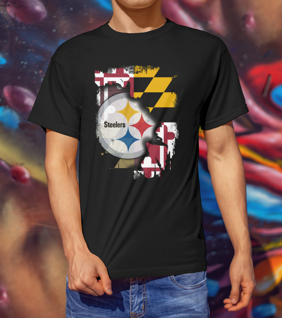 Together Maryland Flag Steelers Logo Fusion T-Shirt