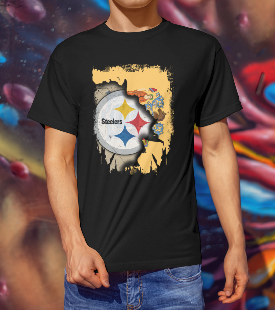 Steelers Logo Within New Jersey Map T-Shirt
