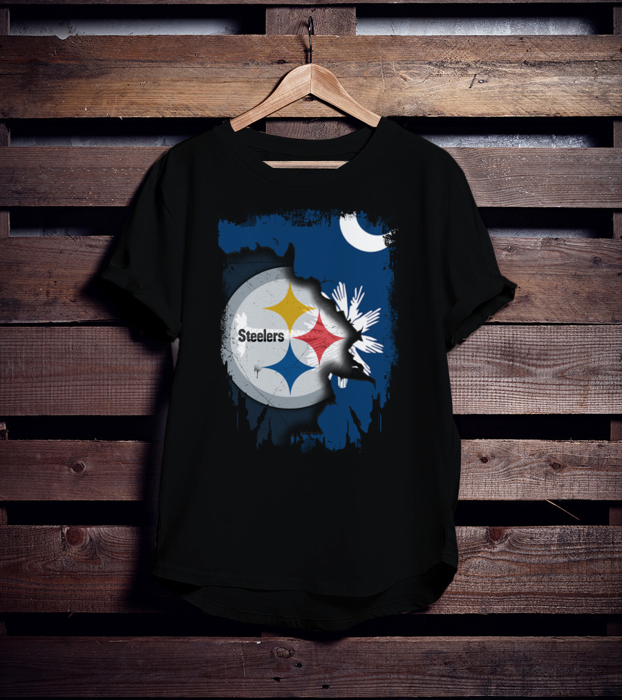 Steelers Logo Integrated With South Carolina Flag Elements T-Shirt