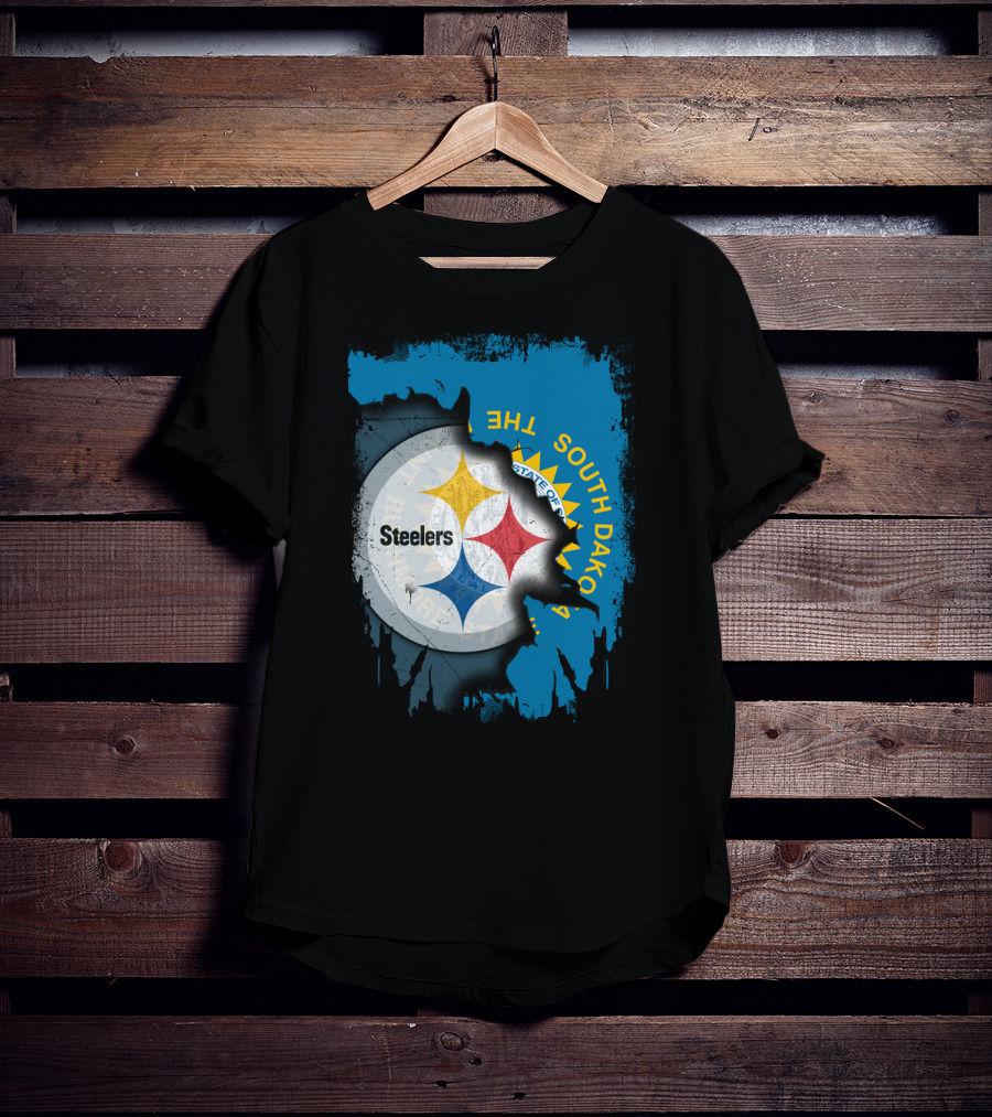 South Dakota State Flag With Steelers Logo Integration T-Shirt