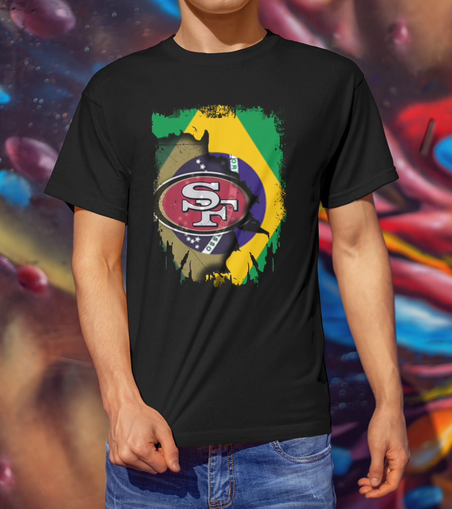 Together Brazil With San Francisco 49ers Flag Fusion T-Shirt