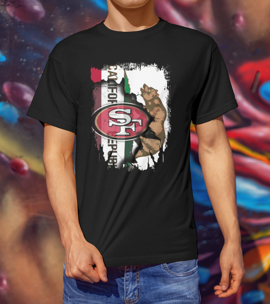 California Republic Bear With 49ers SF T-Shirt