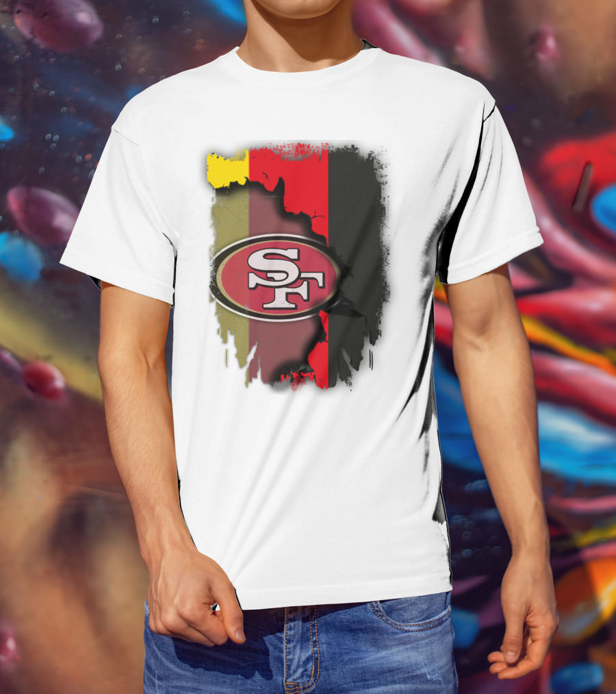Germany Flag With San Francisco 49ers Logo Blend T-Shirt